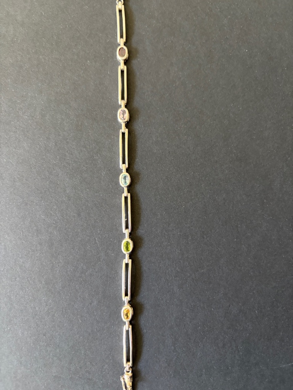 Multicolor Gemstone Link Sterling Silver Bracelet 925
